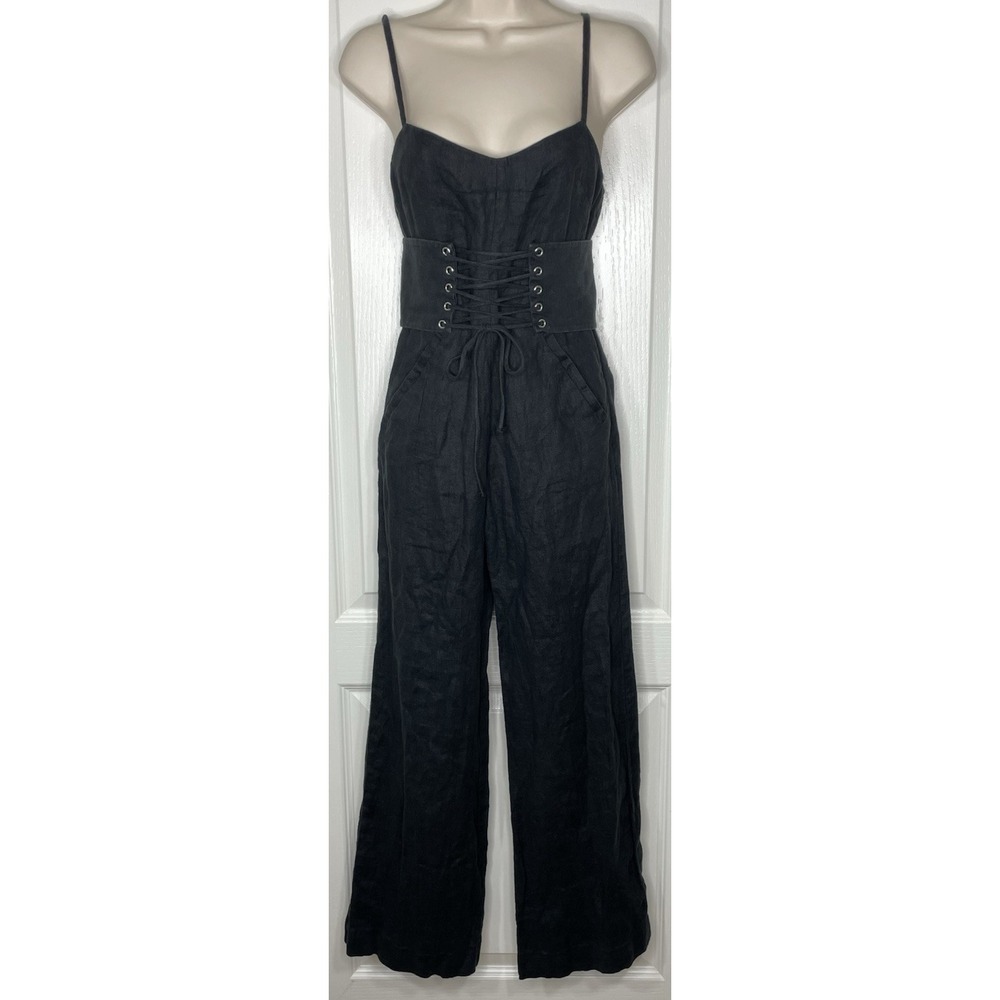 Reformation Pace Jumpsuit Romper Women 0 Black Lace Up Corset Club Festival Sexy